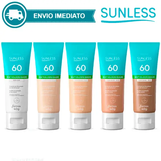 Protetor Solar Facial FPS 60 Antioleosidade com Base Efeito Matte Sunless 40g Envio Imediato