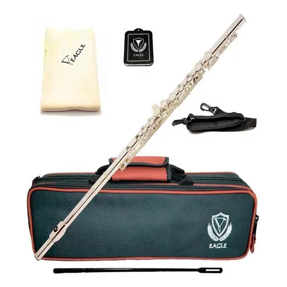 Flauta Transversal Eagle Fl03s Fl03 Em Do Com Case Prateada
