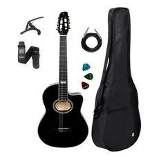 Violão Náilon Ele/ac Giannini Gnf-3 Ceq (bk) + Acessórios 