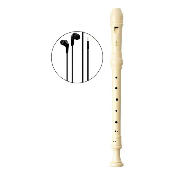 Flauta Contralto Yamaha Barroco Yra 28 B Cor Creme + Fone