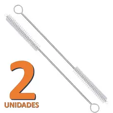 Kit 2 Escova de limpeza de canudo Cerdas Nylon Haste Inox Flexível 21cm