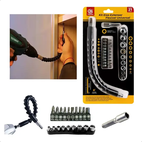 Kit Jogo Soquete Canhão Extensão Bits P/ Parafusadeira Chave Fenda Philips Torx Allen
