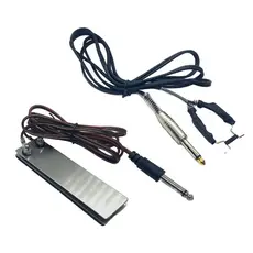 Kit Cabo Clip Cord e Pedal Inox Chapinha para Fonte Máquina de Tatuagem