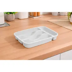 Porta Talheres Branco Organizador de Gavetas, 4 Compartimentos, 32x23x6cm