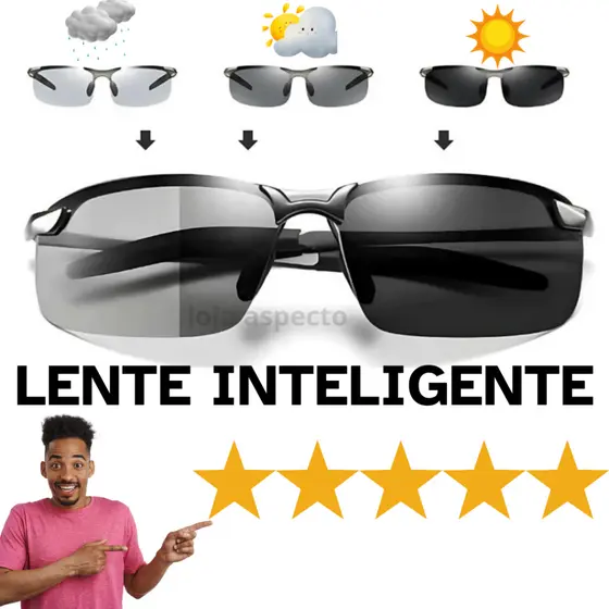 Óculos De Sol Camaleão Polarizado Fotocromático Com Proteção UV 400 De Metal + Cartão de Teste de Polaridade.