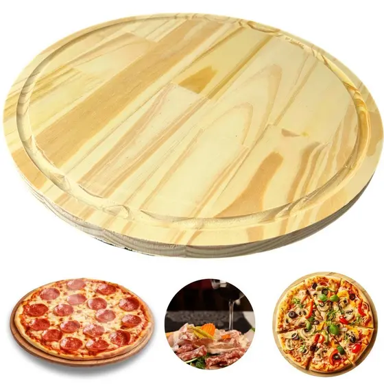 Tabua De Pizza grande 40Cm Com Em Madeira Pinus