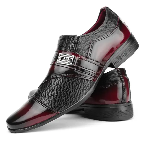 Sapato Social Masculino Preto com Bordô Super Promoção Imperdível