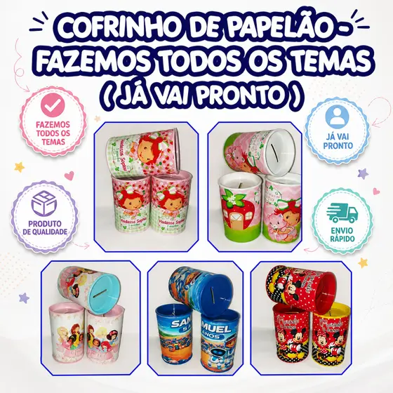 Cofrinhos personalizados todos os tema, Aniversários /maternidade/ lembrancinhas (JÁ VAI ADESIVADO)