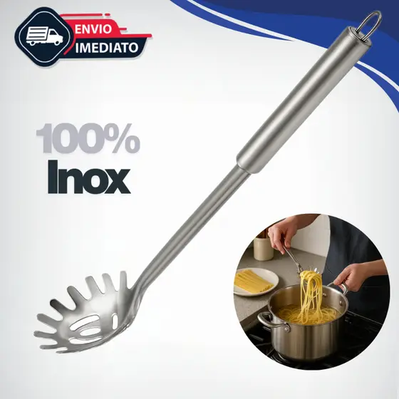 Pegador De Macarrão Massas 32cm Aço Inox Formato Tipo Concha
