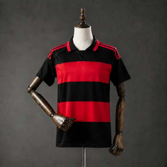 Camisa Masculina Preto e Vermelho 26/27 Modelo Esportivo Casual P ao 2XL