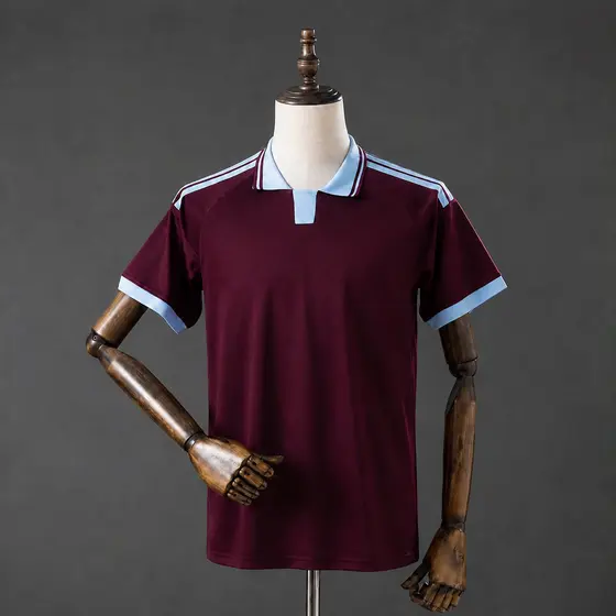 Camisa Masculina Vinho com Detalhes Azul Claro 26/27 – Modelo Esportivo Casual P ao 2XL
