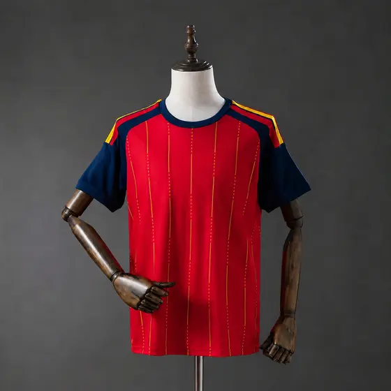 Camisa Masculina Vermelho com Detalhes Preto 26 – Modelo Esportivo Casual P ao 2XL