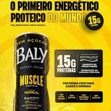 Energético Baly Muscle Kit Protein 15g Proteína 250ml Tropical Pré e Pós Treino Zero Açúcar Glúten Lactose Carboidratos