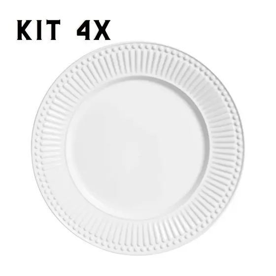 Conjunto Prato Raso Roma Branco 4 Peças 2ª Linha Porto Brasil