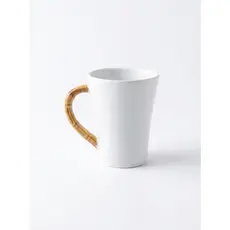 Caneca de Café Branca Formato Tulipa Alça Bambu Scalla