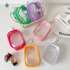 abongsea Transparente PVC Bonecas De Pelúcia Bolsa De Armazenamento Quadrado Fone De Ouvido Organizador Com Chaveiro Ani