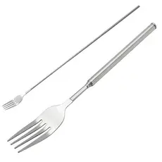 abongsea Prata Inoxidável Telescópico Extensível Garfo Jantar Frutas Sobremesa Talheres Longos Garfos Churrasco De Carne