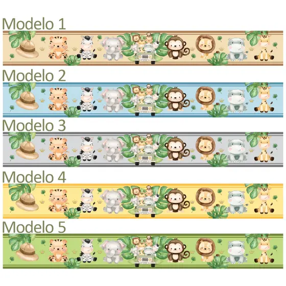 Faixa Adesiva Border Infantil Safari Animais Vários Modelos