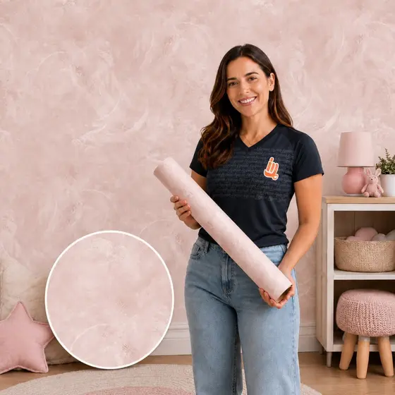 Papel de Parede Autocolante Cimento Queimado Rosé para Sala Quarto – Envio FULL