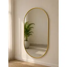Espelho Oval 80x50 com Moldura Metalizada – Ouro, Rosê ou Prata para Decoração