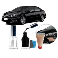 Tinta Tira Risco Automotivo Toyota Corolla Preto Eclipse 10ml + Cera De Polir 15ml Para Polimento