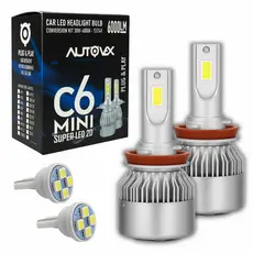 Kit Lâmpadas Super Led C6 Mini + Pingo T10 Carro Caminhão H1 H3 H4 H7 H11 H16 H27 HB3 HB4 - Lâmpadas