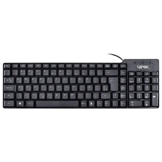 Teclado Standard Multimídia Office USB Preto PC Escritório