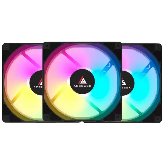 KIt 3 Unidades Cooler Fan Ventoinha Para PC Gabinete Gamer 120mm Led RGB Rainbow