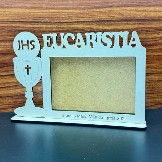 Kit Porta-Retrato Primeira Eucaristia em MDF 10x15 | Lembrancinha Religiosa | Primeira Comunhão