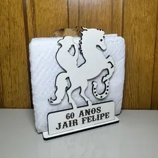 Kit Porta Guardanapo Cavalo Country Personalizado em MDF | Lembrancinha de Aniversário