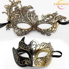 [EL-t] Conjunto De Máscara Elegante De Renda Bla , 2 Peças , Para Casais , Perfeito Festa Veneziana , Carnaval E Celebra