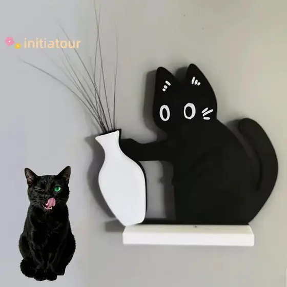 [Init-t] Decoração De Vaso Preto Empurrando Coleção De Bigode E Caixa Memorial Ímã De Geladeira Escritório Em Casa Prese