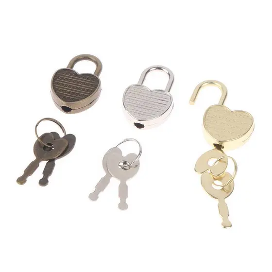 [Init-t] 1 Conjunto Em Formato De Coração Padlos Mini Bagagem Hardware Los Com Chave Lo Para Viagens Caixa De Joias De C