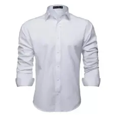 Camisa Social Masculina Manga Longa Lisa Blusa Slim Camiseta