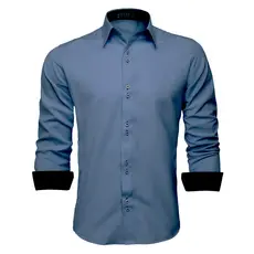 Camisa Social Masculina Slim Manga Longa Azul Porcelana Original U.S Born