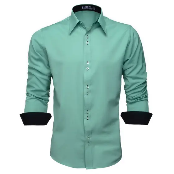 Camisa Social Masculina Slim Manga Longa Verde Passa Fácil