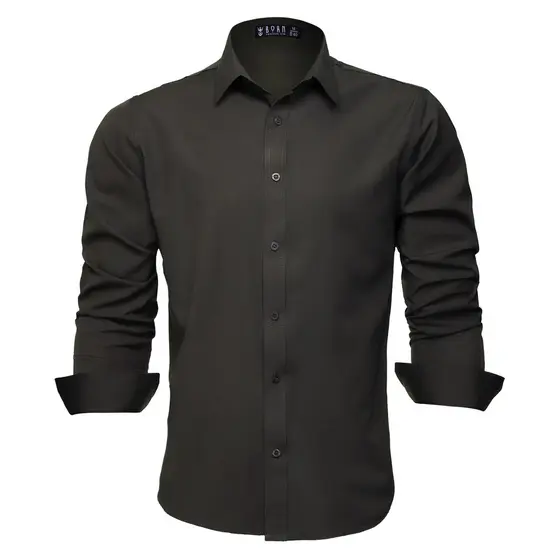Camisa Social Masculina Slim Manga Longa Cinza Grafite Fácil de Passar Original U.S Born