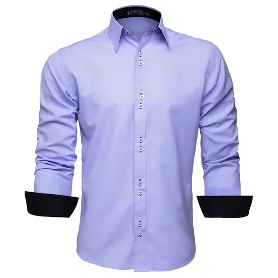 Camisa Social Masculina Slim Manga Longa Lilás Fácil de Passar e Lavar