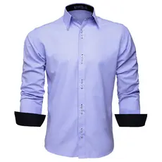 Camisa Social Masculina Slim Manga Longa Lilás Fácil de Passar e Lavar