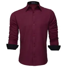 Camisa Social Masculina Manga Longa Slim Vermelha Marsala Passa Facil e Não Solta Tinta