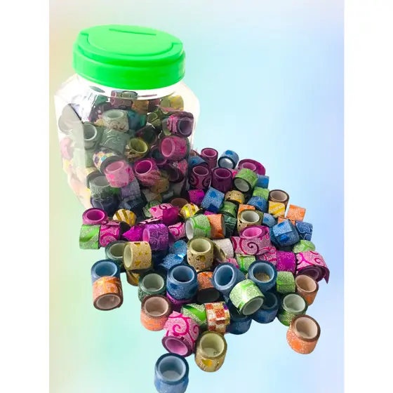 Mini Washi Tape Fita decorativa adesiva glitter papelaria fofa kawaii