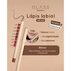 LANÇAMENTO Lápis Labial Linha Glass Apontável Alta Pigmentação by Ruby Rose - HB549