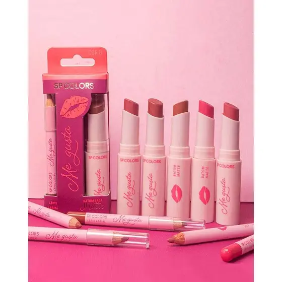 LANÇAMENTO Me Gusta Kit Labial Lápis de Boca + Batom Matte SP Colors