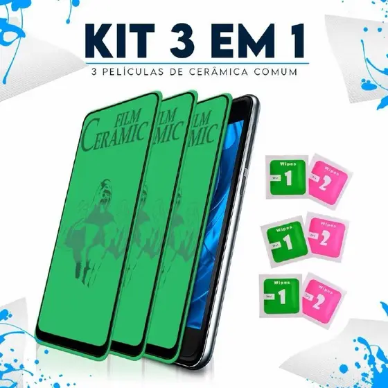 KIT 3 Película De Cerâmica Transparente 3D Toda Para Compatível