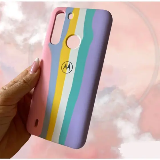 Rainbow Color Case Motorola Moto Capa Original Official Silicone Back Cover MOTOROLA G22 E32 G7 PLAY E20 E40 E7 2020 POWER E7 PLUS G9 PLAY G9 POWER G10 20 30 G60 ONE FUSION ONE FUSION PLUS ONE VISION G7 G7 PLUS ONE HYPER G40 G60 G60S G8 PLAY ONE MACRO G8