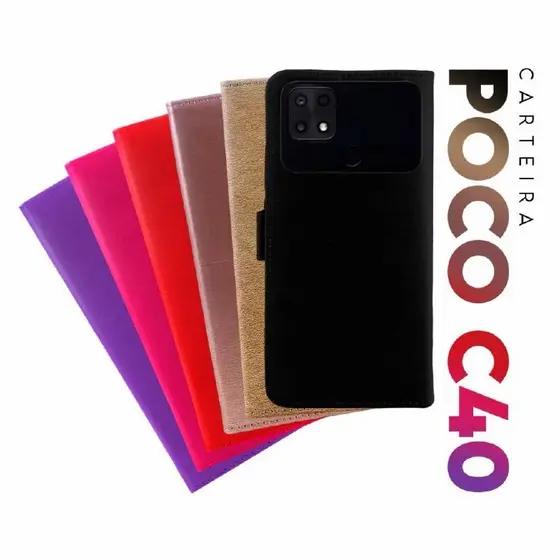 Capa de carteira flip cover POCO C40