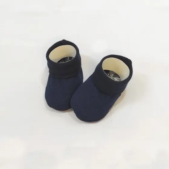 AZUL MARINHO LISO Sapatinho Pantufa para Recém Nascido Bebê 100% Algodão Antialérgico e Macio