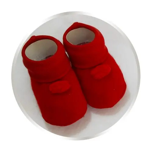 Sapatinho Bebê e Recém Nascido 100% ALGODÃO | VERMELHO COM POMPOM