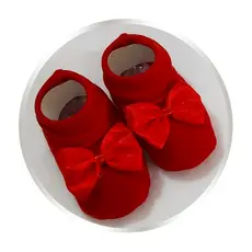 Sapatinho Bebê e Recém Nascido 100% ALGODÃO | VERMELHO COM LAÇO