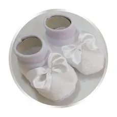 Sapatinho Bebê e Recém Nascido 100% ALGODÃO | BRANCO COM LAÇO